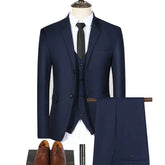 Men Suits Blazers 3 Pieces Wedding 2 Sets Business Elegant Luxury Vest Pants Full Coats 2023 Formal Jackets Korean Navy 3-piece suit